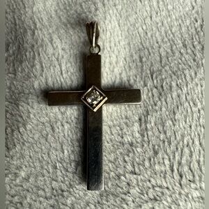 Silver Diamond Cross Pendant